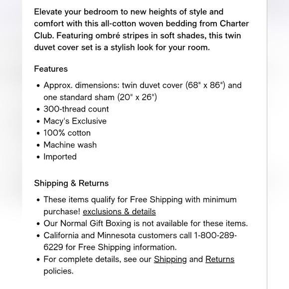 New In Bag Charter Club Seersucker Ombre Stripe Twin XL Comforter Set - Picture 3 of 7